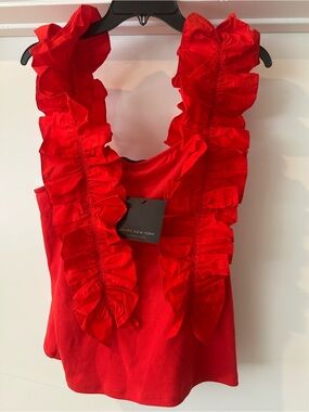 Marc New York Vibrant Red Ruffle Tank Top
